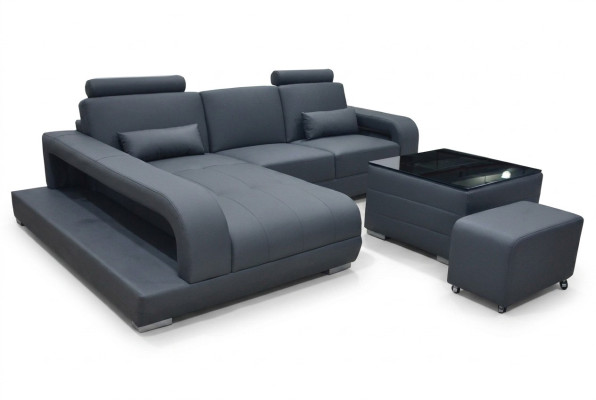 Sofá XXL Chaise Longue Esquina de Cuero Conjunto Paisaje Sala de Estar Diseño Moderno Sofá en Forma de L F3017C