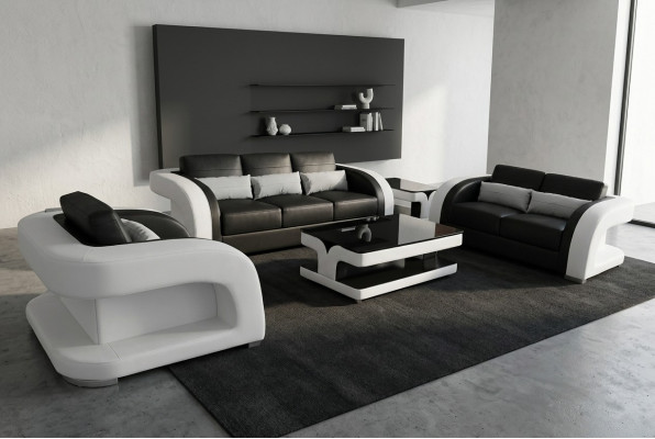 XXL Sofá de Cuero Juego de Sala Diseño Moderno, Sofás 3+2+1 Nuevo