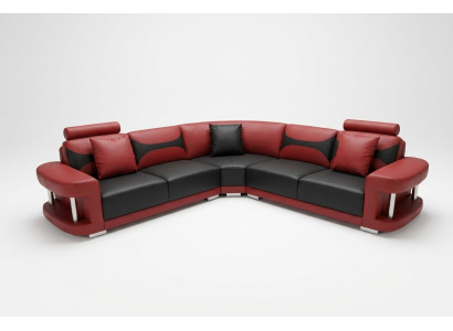 Sofá de cuero XXL moderno, conjunto de sofás de cuero, sofá en forma de L F3001B.