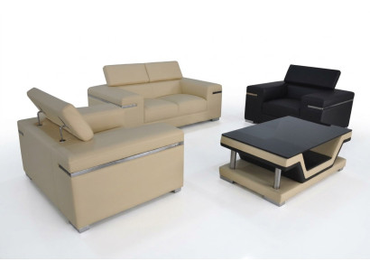 Sofá de cuero para la sala de estar, conjunto de 2+1+1 de paisaje de sofá de asiento acolchado nuevo.