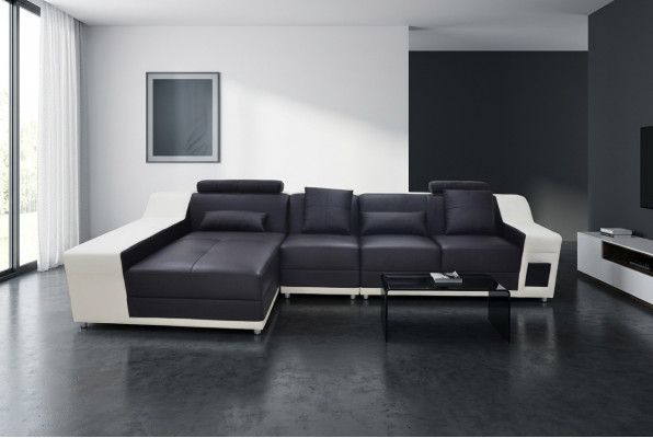 Esquina de cuero Moderno XXL sofá Chaise Longue de cuero Sofá en forma de L B2017B