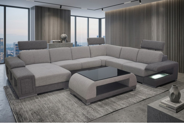 Esquina Sofá Esquina Moderno XXL Sofá Salón Textil Sala en Forma de U B2015 Tela