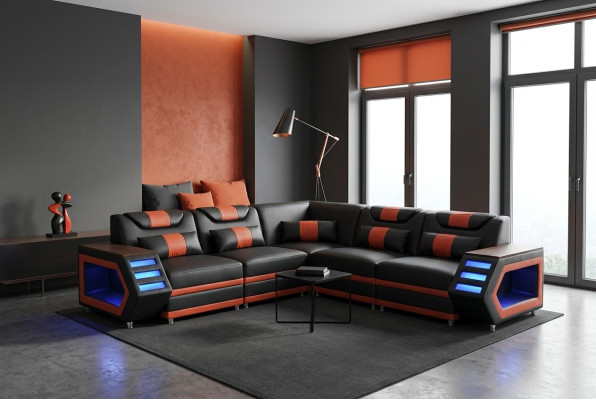 Diseño de cuero acolchado, esquina acolchada de cuero, paisaje de esquina, habitación de la sala de estar.