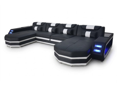 Diseño de cuero acolchado asiento de esquina cuero acolchado paisaje de esquina sala de estar sofá nuevo.