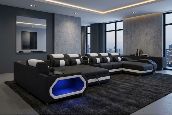 Diseño de cuero acolchado esquina sala sofá esquinero sofás función de cama sueño