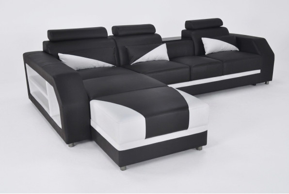 Diseño de cuero del asiento de la sala de estar del sofá de la esquina del conjunto de sofás del diseñador.