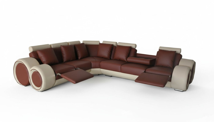 Diseño Cuero Acolchado XXL Sofá Sala de estar Sofá Diseñador Esquina Conjunto.