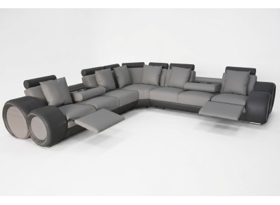 Rincón de cuero Moderno XXL Sofá para salón Sofá de cuero en forma de L A1163 III
