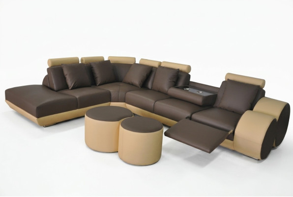 XXL Sofá Grande Eck Sofa de Cuero Juego de Esquina Paisaje Tapicería Sala Forma en L