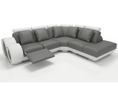 Sofá esquinero de cuero, conjunto de esquina de sofá esquinero, paisaje de esquina acolchado, diseño de decoración de sala.