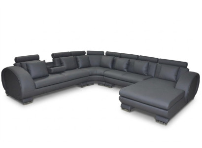 Sofá de esquina de cuero, sofá, tapizado, asiento, apartamento, diseño, XXL, forma de U