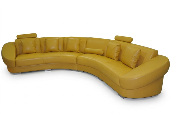 Sofá de esquina redondo sofá acolchado XXL Big Sofá redondo modular en forma de U amarillo Nuevo