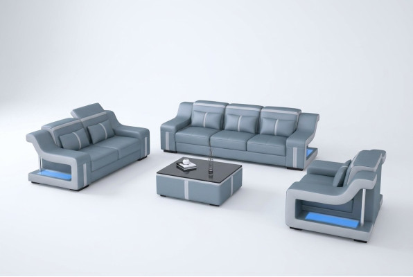 Sofá de diseño Sofá 3+2 plazas en piel Sofás grandes iluminados