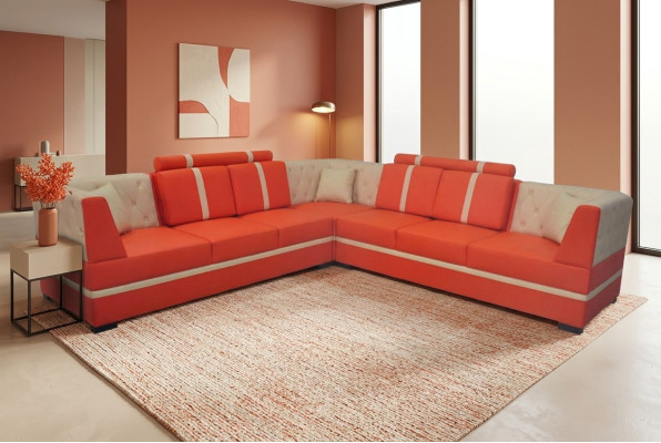 Sofá de esquina, sofá, cojines de esquina, sala de estar, paisaje, decoración de diseño, sofás.