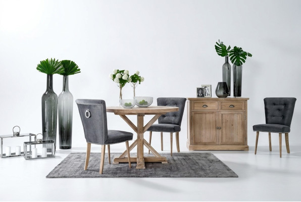 Mesa redonda de diseño clásico, mesa redonda de madera, mesas de 110/140 cm, comedor nuevo.