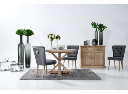 Mesa redonda de diseño clásico, mesa redonda de madera, mesas de 110/140 cm, comedor nuevo.