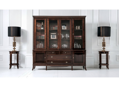 Armario de pared Aparador de madera estilo barroco Brillo alto Buffet Vitrina Armario
