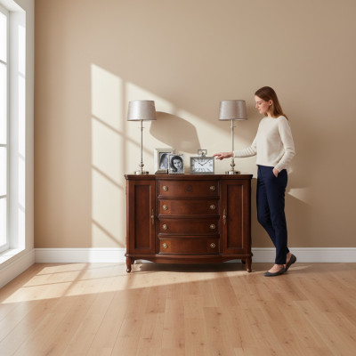 Espejo + cómoda Armario Cómodas Aparador Conjunto de dormitorio Madera Estilo antiguo Nuevo