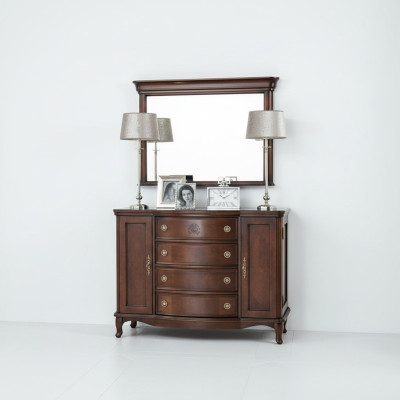 Espejo + cómoda Armario Cómodas Aparador Conjunto de dormitorio Madera Estilo antiguo Nuevo