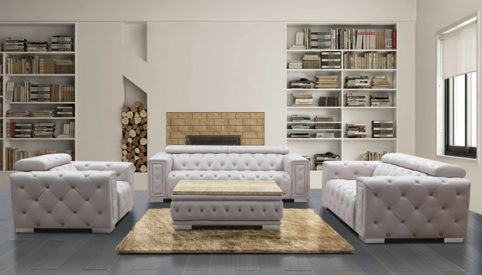 Conjunto de sofá conjunto de tapizado de cuero de diseño Chesterfield sofá 3+2 plazas nuevo