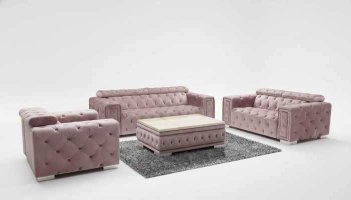 Conjunto de sofás Conjunto de tapicería Diseño Chesterfield Juego de sofás 3+3 9914 Velvet Set