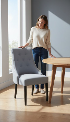Silla de diseñador de la industria de restaurantes, asiento acolchado Chesterfield, nuevo.