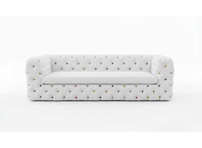 Sofá XXL de diseño Chesterfield inglés de 4 plazas tapizado en terciopelo.