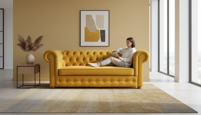 Chesterfield sofá de tres plazas de terciopelo con función de cama, nuevo.
