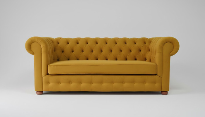 Chesterfield sofá de tres plazas de terciopelo con función de cama, nuevo.