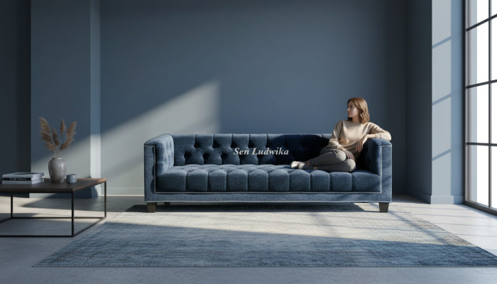 Elegante diseño sofá acolchado Chesterfield sofá sofás de tres plazas terciopelo