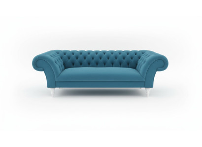 Sofá de tela azul de 3 plazas diseño de sofá moderno tipo chesterfield.