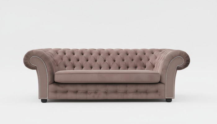 Sofá de 3 plazas de tela diseño sofá tapizado sofás textil moderno Chesterfield beige.