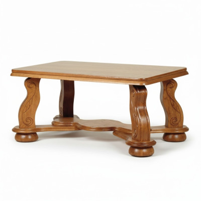 Mesa de madera real Mesa de café clásica Mesa auxiliar de sofá Madera hecha a mano
