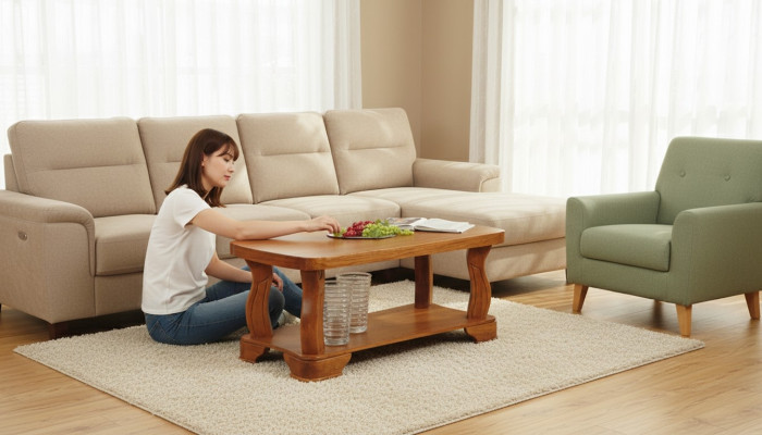 Trabajo manual Mesa auxiliar de sofá de madera real, mesa de salón clásica.