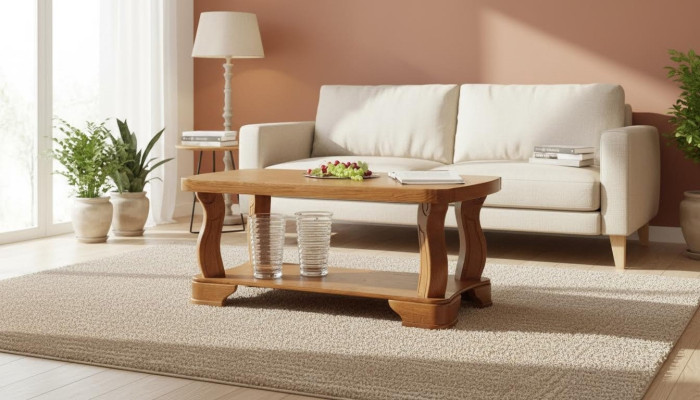 Trabajo manual Mesa auxiliar de sofá de madera real, mesa de salón clásica.