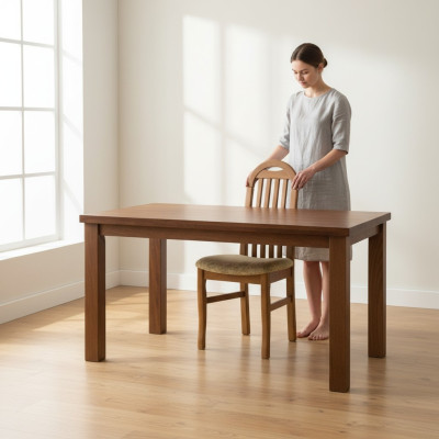 Mesa de comedor Grupo Set Silla Conjunto Asiento Acolchado Sala de estar Madera 4 sillas