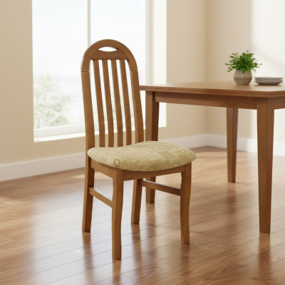 Mesa de comedor Grupo Set Silla Conjunto Asiento Acolchado Sala de estar Madera 4 sillas