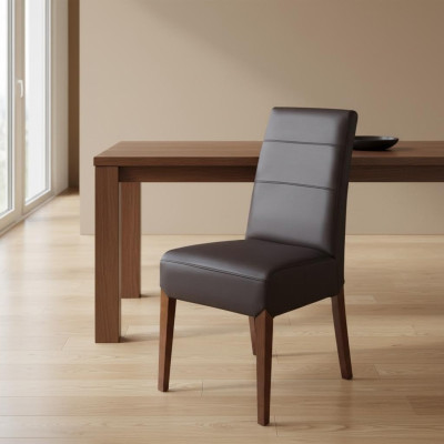 Conjunto de 4 sillas de madera maciza y cuero para comedor, sillas de diseño para comedor.