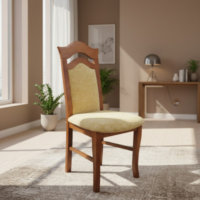 Grupo de comedor, diseño de silla, juego de 4 sillas con respaldo y asiento acolchado, macizo.