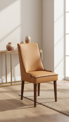 Conjunto de 6 sillas de diseñador de cuero tapizado para comedor de hostelería de madera cuero.