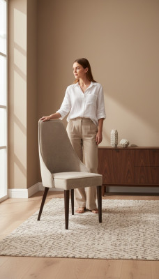 Silla Grupo 4 sillas Juego de sillas Sala de estar - Comedor Mueble de madera respaldo de cuero