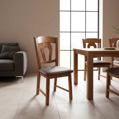 Silla de comedor Conjunto de 8 sillas Sillón Cuero Acolchado Madera maciza Nuevo Gastronomía