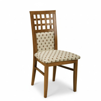 Conjunto de 4 sillas de diseñador de cuero con respaldo acolchado para comedor o restaurante de madera.