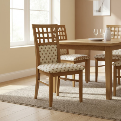 Sillas de comedor acolchadas 6x Juego de sillas de sillas de comedor Conjunto de sillas Tela de madera