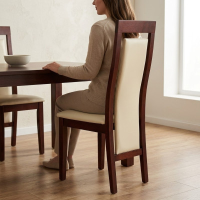 Silla de madera maciza de roble Silla de madera Silla de cuero Sillas de tapizado de cuero Diseño gastronómico.
