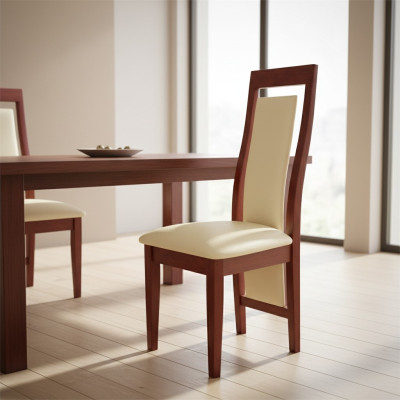 Silla de madera maciza de roble Silla de madera Silla de cuero Sillas de tapizado de cuero Diseño gastronómico.