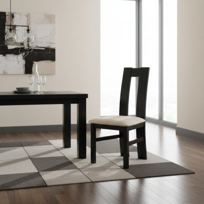 Diseño Silla de respaldo Madera maciza Sillón Madera Cuero Tapizado Sillas Gastronómico