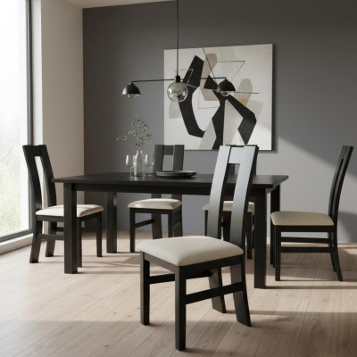 Juego de sillas de diseño 2x Silla de madera con tapiz textil Sillas de comedor de tela para restaurantes