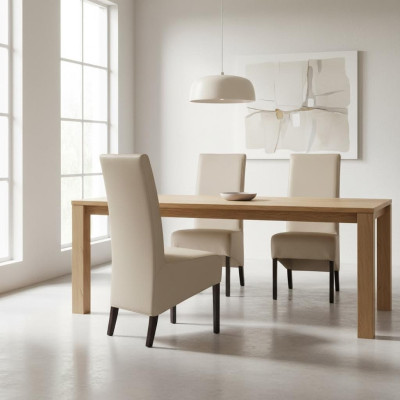 Set de 2 sillas tapizadas de diseño con asiento de madera para comedor nuevo.