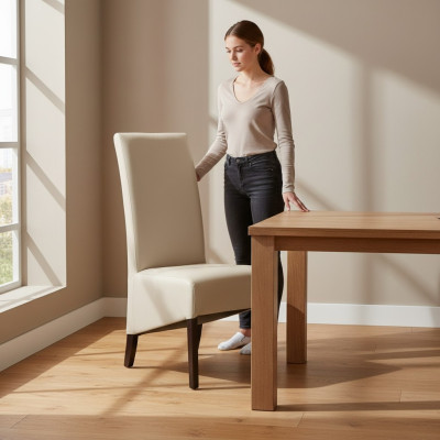 Set 6x Sillón Silla Diseño Madera Cuero Tapizado Sillas Grupo Comedor Gastronómico